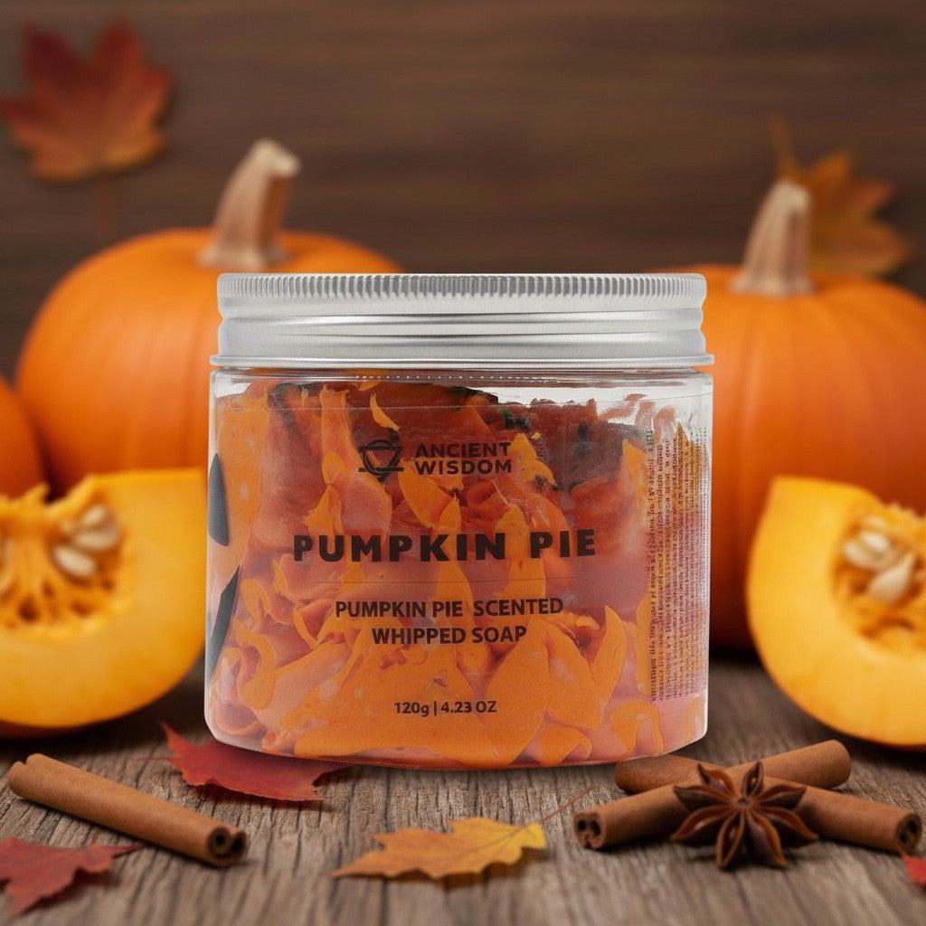 Pumpkin Pie Whipped Soap 120g jar with creamy whipped texture and autumn spice fragrance