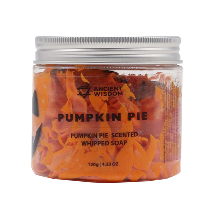 120g jar of Pumpkin Pie Whipped Soap with creamy texture and autumn spice scent