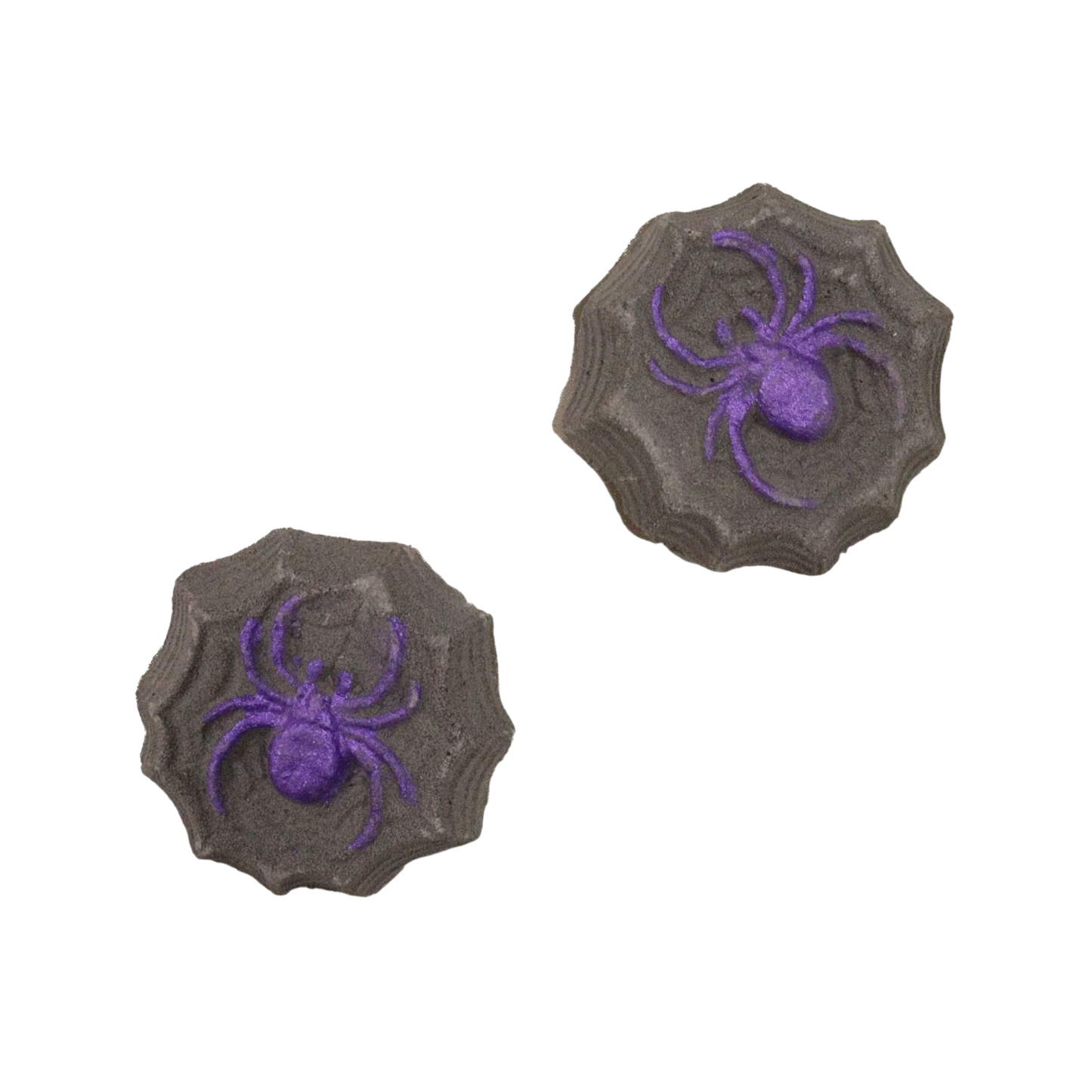 Spider Halloween bath bomb with spooky web pattern and dark fizz