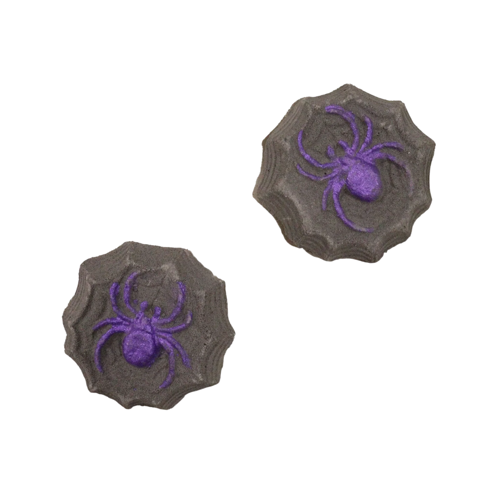 Spider Halloween bath bomb with spooky web pattern and dark fizz