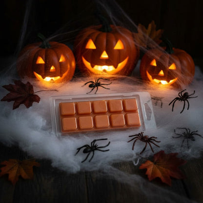 Spooky Spiced Pumpkin orange clamshell wax melt with triangular segments