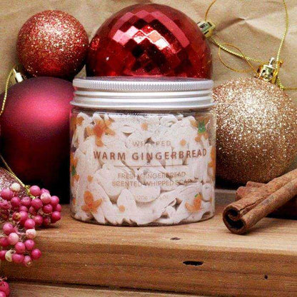 Warm Gingerbread Whipped Soap 120g jar with glitter and spicy gingerbread scent