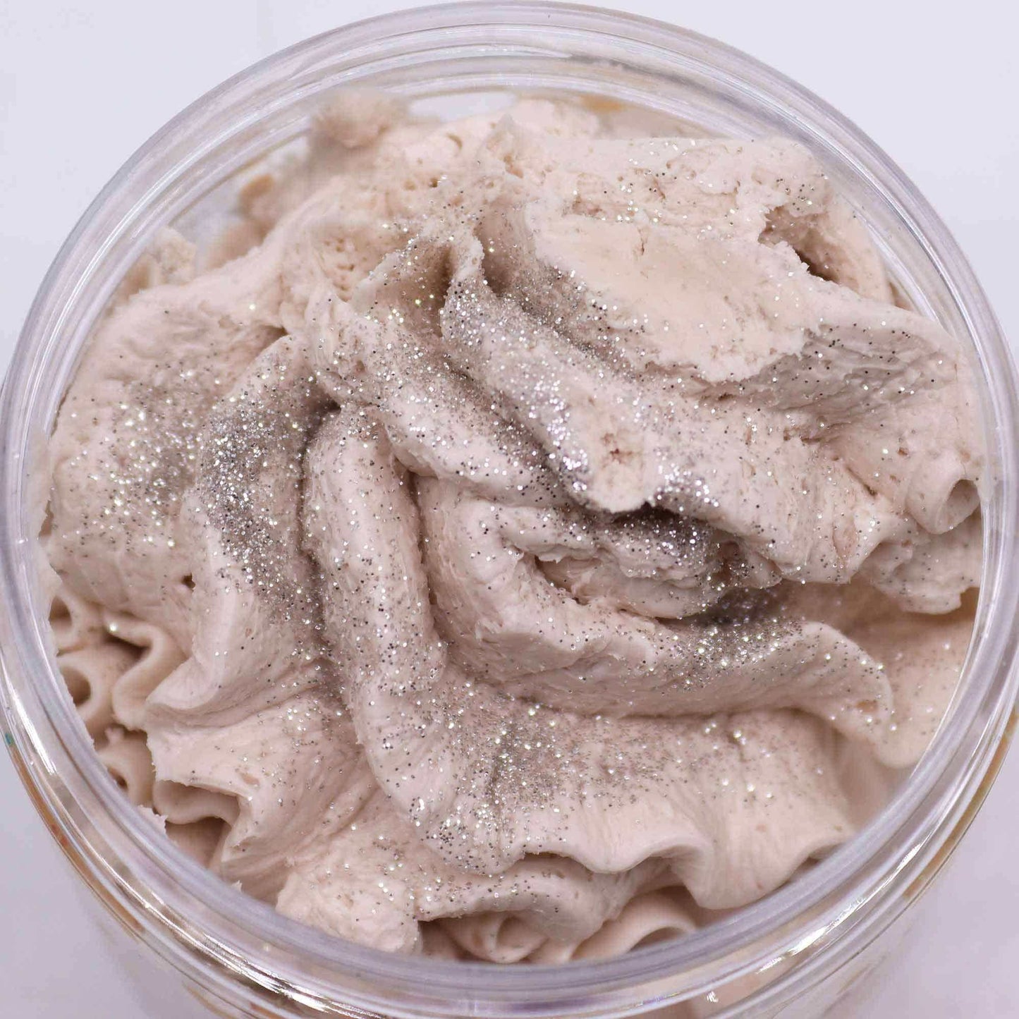 Warm Gingerbread Whipped Soap 120g jar with glittery texture and cozy gingerbread scent