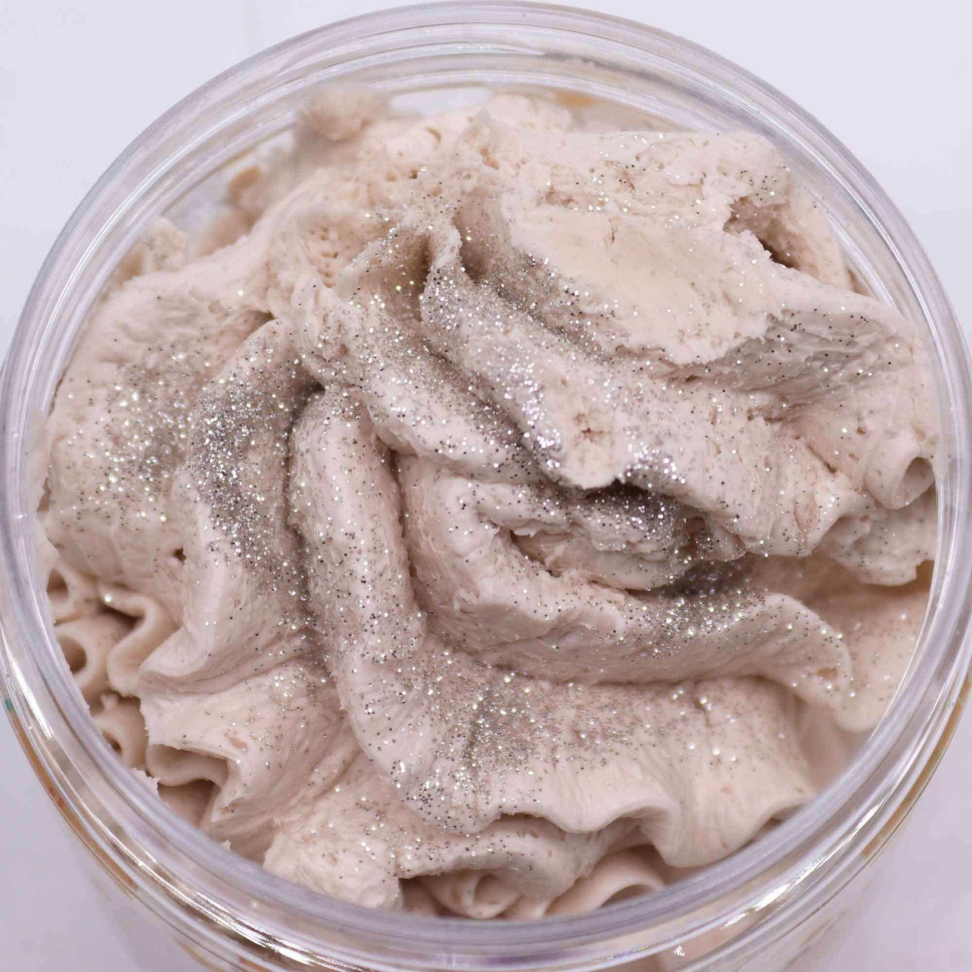 Warm Gingerbread Whipped Soap 120g jar with glittery texture and cozy gingerbread scent