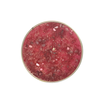 Watermelon Scented Candle with vibrant pink wax mixed with glittery and textured speckles creating a rich fruity look