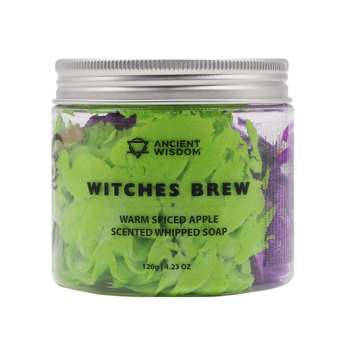 Witches Brew Whipped Soap 120g jar with creamy whipped texture and festive spice fragrance